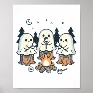 Affiche Feu de feu de camp Fantôme Éffrayant Marshmallow H