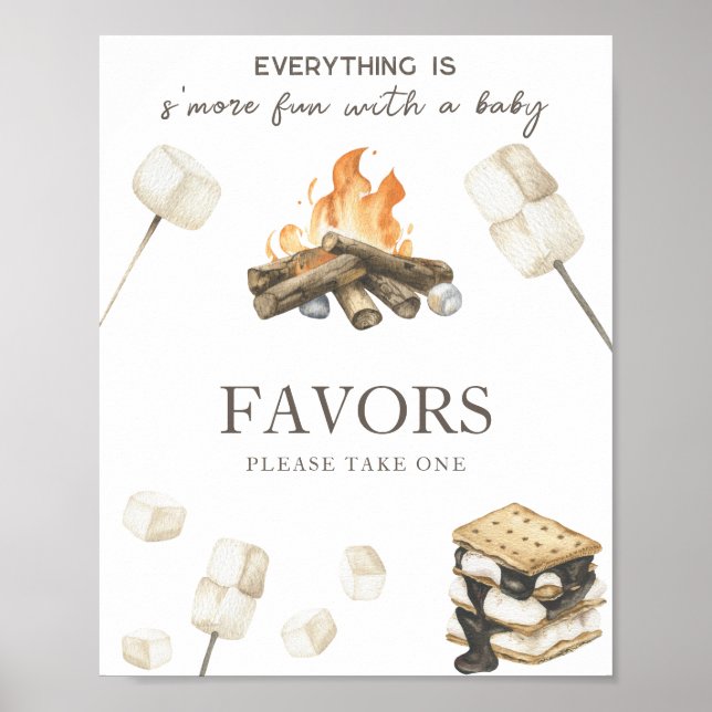 Affiche Feu de joie de S'more pour Baby Shower - Cadeaux (Devant)