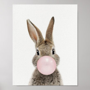 Affiche Feu de lapin rose bulle gomme