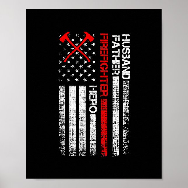 Affiche Feu de pompier American Flag Ax Mince Red Line (Devant)