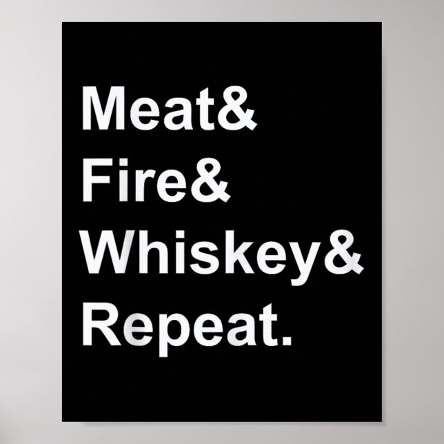 Affiche Feu de viande Whiskey Répéter Barbecue Funny Chemi (Devant)