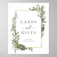 Feuillage botanique Cartes et cadeaux à cadres dor
