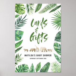 Affiche Feuillage tropical + cartes et cadeaux d'animaux d