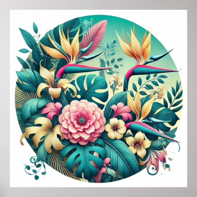 Affiche Feuillage Tropical Irridescent Téléchargeable (Devant)