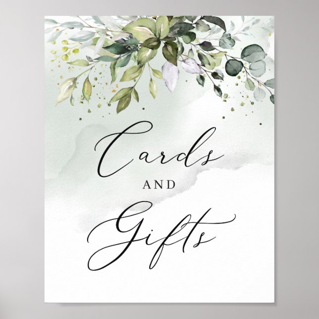 Affiche Feuillage verdoyant feuille carte de sauce et sign (Devant)