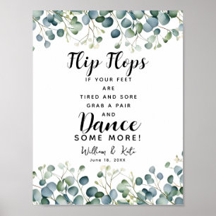 Affiche feuillage verdoyant mariage tongs panneau mariage