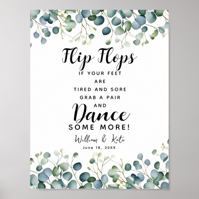 Affiche feuillage verdoyant mariage tongs panneau mariage (Devant)