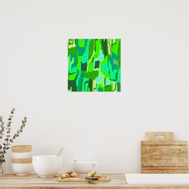 Affiche Feuillage Vert Abstrait (Cuisine)