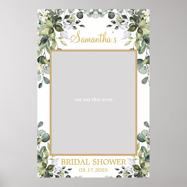 Affiche Feuillage vert luxuriant eucalyptus et photo or (Devant)