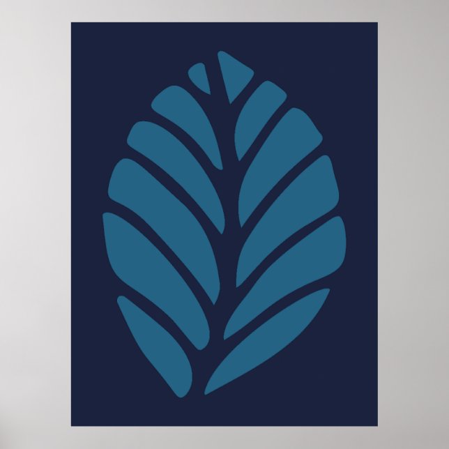 Affiche Feuille bleue minimaliste (Devant)