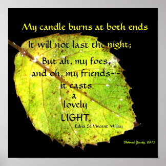 Affiche Feuille brillante d'or vert contre noir