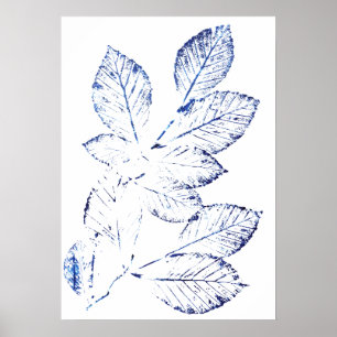 Affiche feuille de bouleau bleu marine imprimer 1