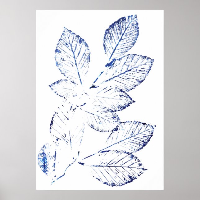 Affiche feuille de bouleau bleu marine imprimer 1 (Devant)