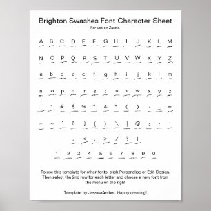 Affiche Feuille de caractères de police Brighton Swashes p
