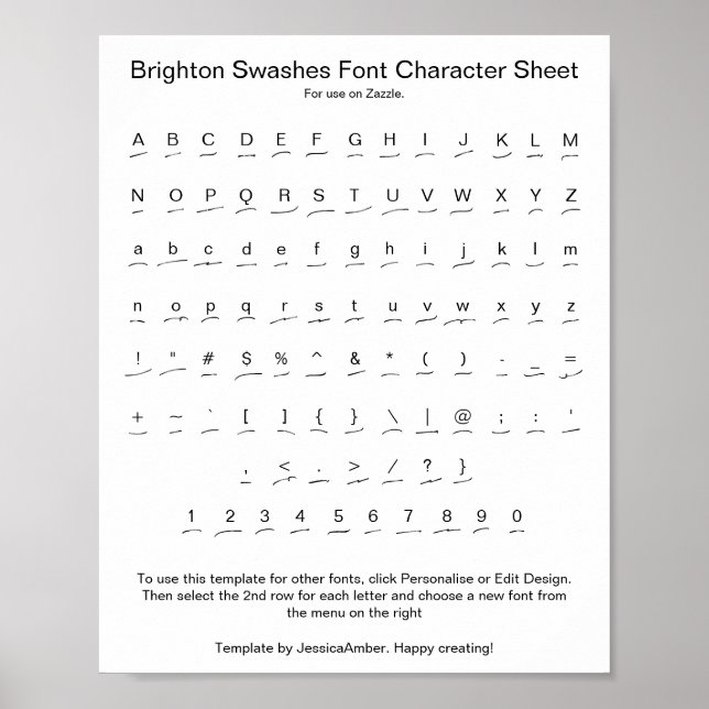 Affiche Feuille de caractères de police Brighton Swashes p (Devant)