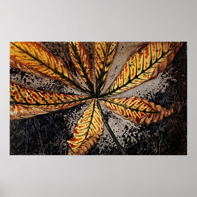 Affiche Feuille de châtaignes par Julie de Graag - Flore r (Devant)