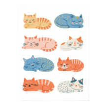 Feuille de clip art de chats endormis dessinés à l