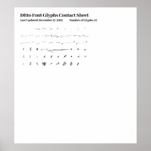 Affiche Feuille de contact Ditto Font Glyphes