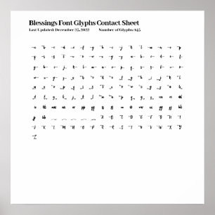 Affiche Feuille de contact Glyphes de police de Bénédictio
