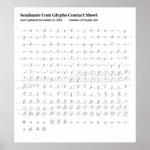 Affiche Feuille de contact Glyphes de police de l'âme