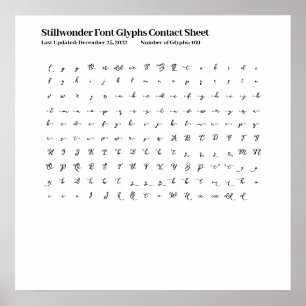 Affiche Feuille de contact Glyphes de police Stillwoncomme