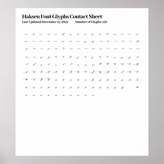 Affiche Feuille de contact Haksen Font Glyphes (Devant)