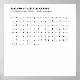 Affiche Feuille de contact Jumbo Font Glyphes