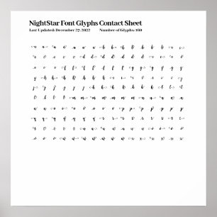 Affiche Feuille de contact NightStar Font Glyphs