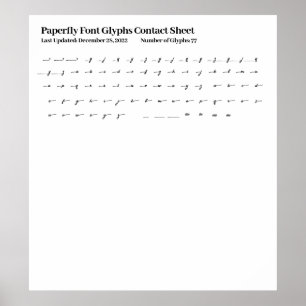 Affiche Feuille de contact pour les glyphes de police Pape