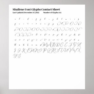 Affiche Feuille de contact Shailene Font Glyphes