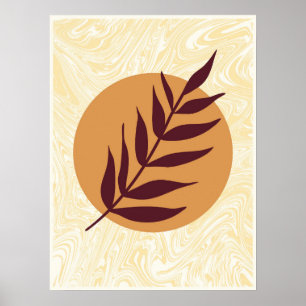 Affiche Feuille de coucher de soleil de marbre