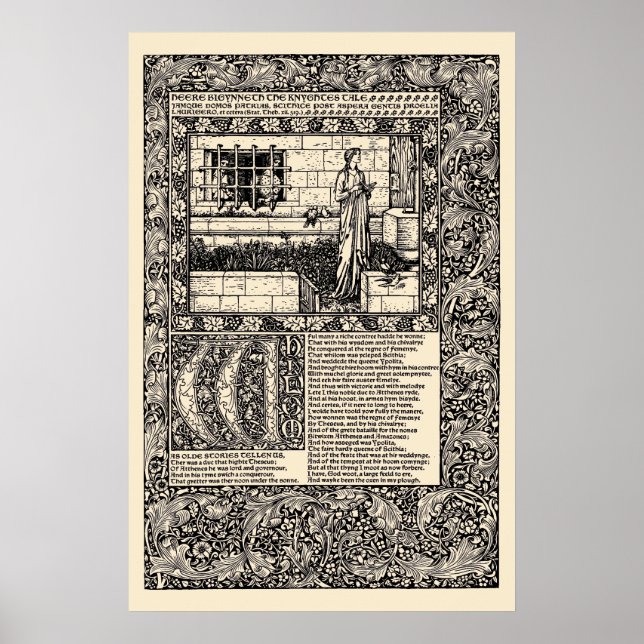 Affiche Feuille de livre de William Morris Kelmscott Press (Devant)
