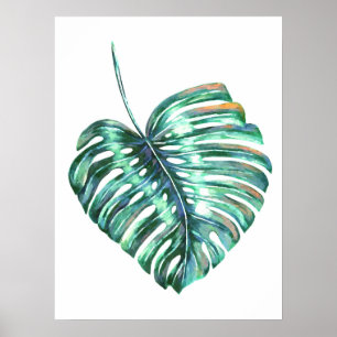Affiche Feuille de Monstera palmier tropical moderne aquar