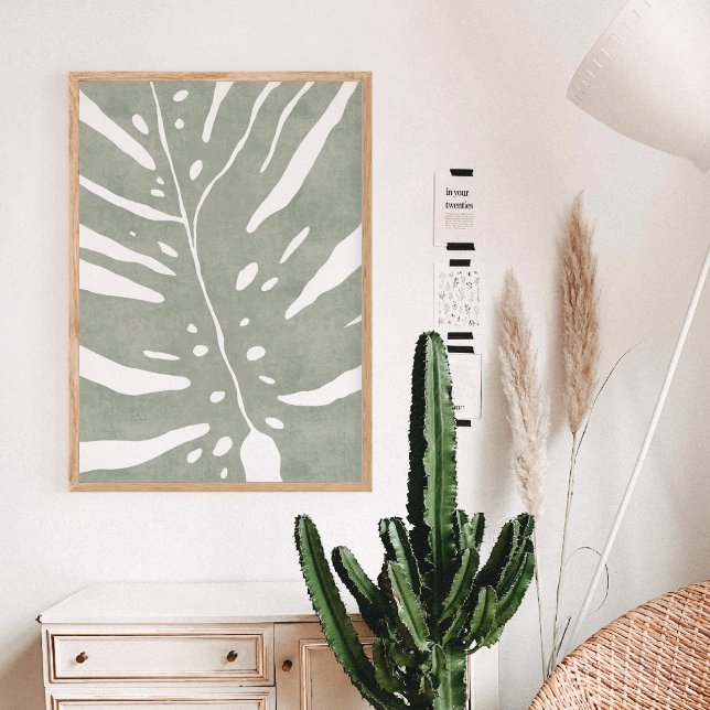 Affiche Feuille de Monstera, plante vert sauge (Créateur téléchargé)