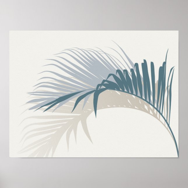 Affiche Feuille de palme bleue avec ombre (Devant)