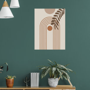 Affiche Feuille de palmier arc-en-ciel Soleil, Art géométr