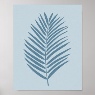 Affiche Feuille de palmier bleu clair