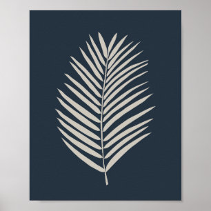 Affiche Feuille de palmier bleu marine et crème