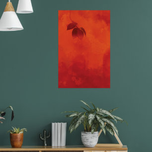 Affiche Feuille de plaquemine orange brûlée Abtract Automn
