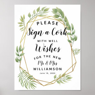 Affiche Feuille de verdure cristalline Signer une fête de