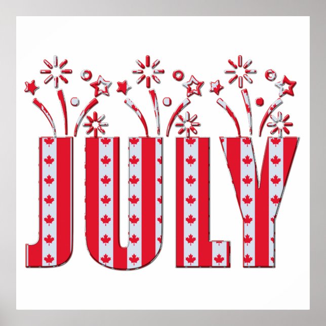 Affiche Feuille d'érable canadienne juillet Bonne fête du  (Devant)