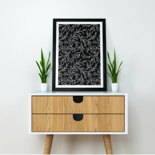 Affiche Feuille élégant noir et blanc