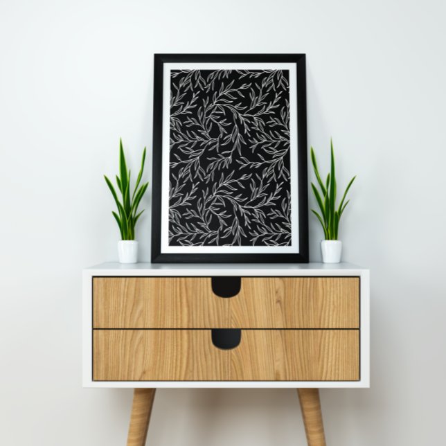 Affiche Feuille élégant noir et blanc (Créateur téléchargé)