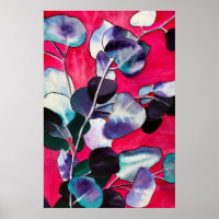 Feuille gomme Eucalyptus aquarelle art