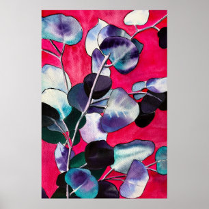 Affiche Feuille gomme Eucalyptus aquarelle art