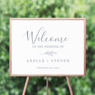 Affiche Feuille minimale   Accueil Mariage bleu Dusty