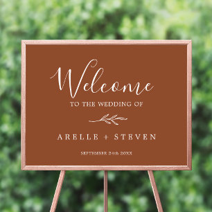 Affiche Feuille minimale Accueil Mariage en terre cuite