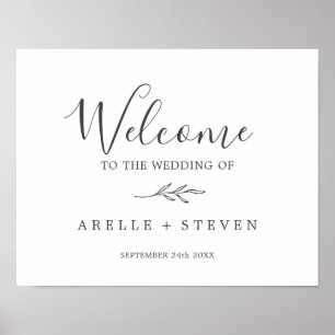 Affiche Feuille minimale   Accueil Mariage gris foncé