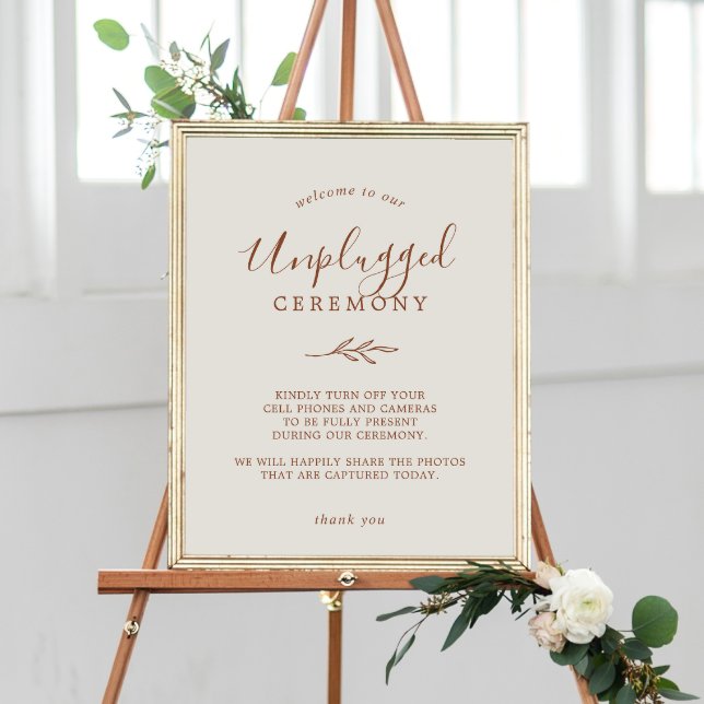 Affiche Feuille minimale | Boho Cream Unplugged Ceremony S (Créateur téléchargé)