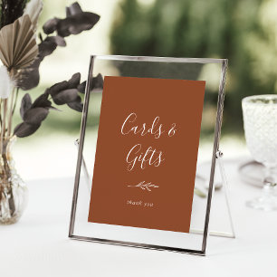 Affiche Feuille minimale Cartes et cadeaux en terre cuit